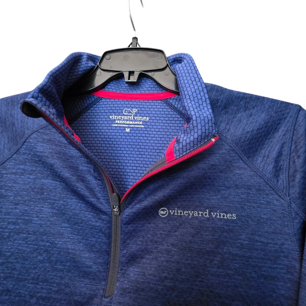 Vineyard Vines Performance Mens Medium Blue Heathered Quarter Zip Pullover Shirt